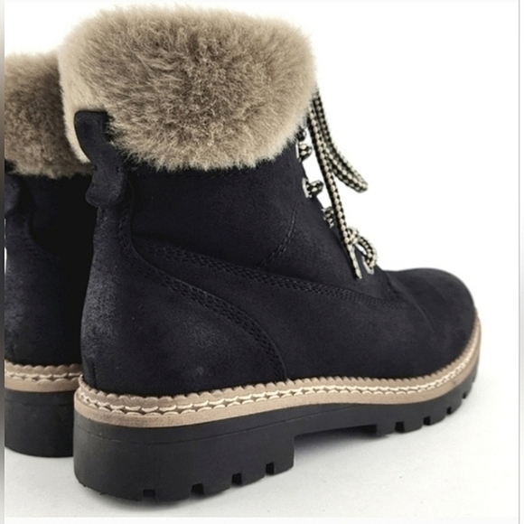 Steve Madden Astrixx Women's Ankle Boot Black Faux Fur Trim Side Zip Size EU 37 - Picture 5 of 15